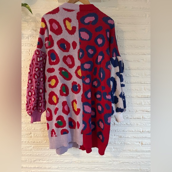 Farm Rio sweater cardigan dress in leopard mixed print! - Picture 5 of 9